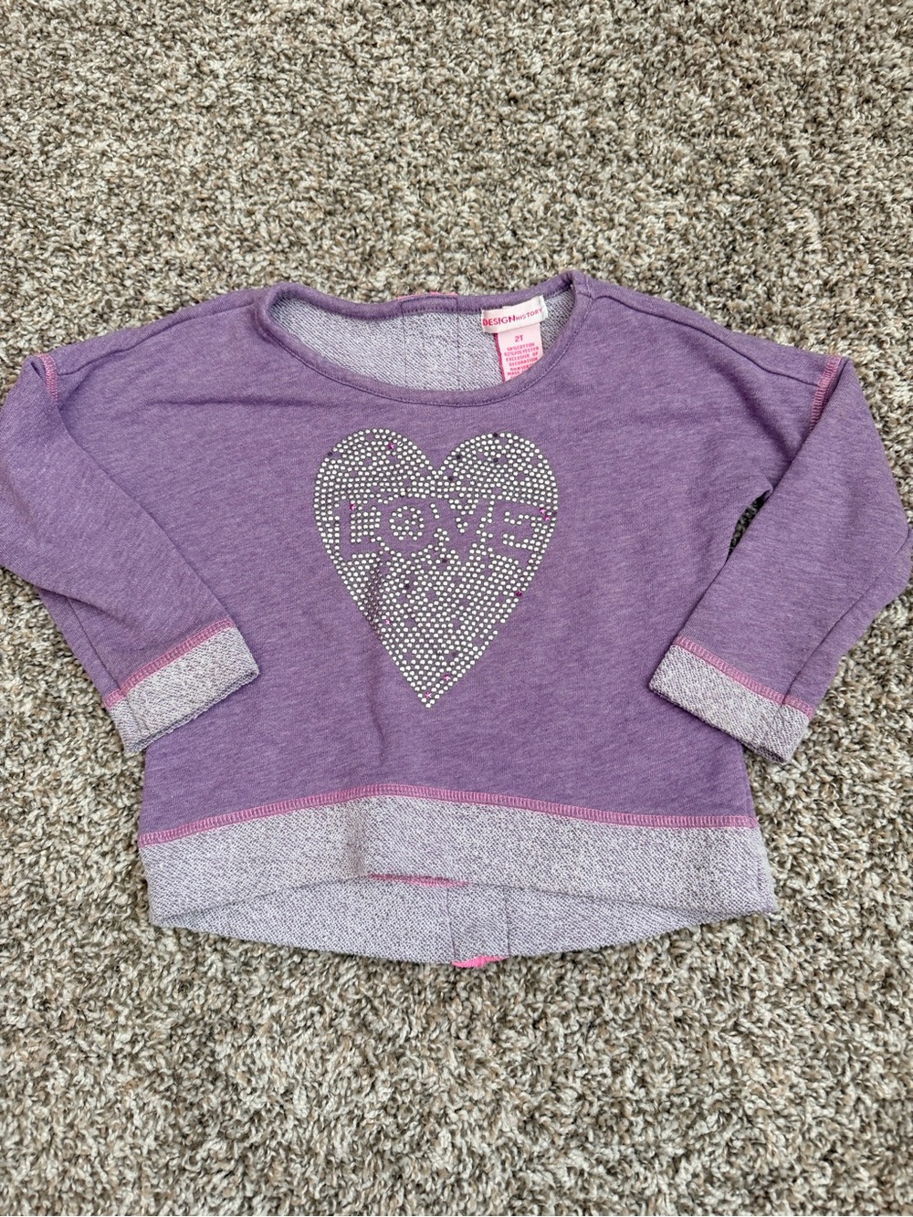 Design History Purple Rhinestone Heart 'LOVE' Pullover